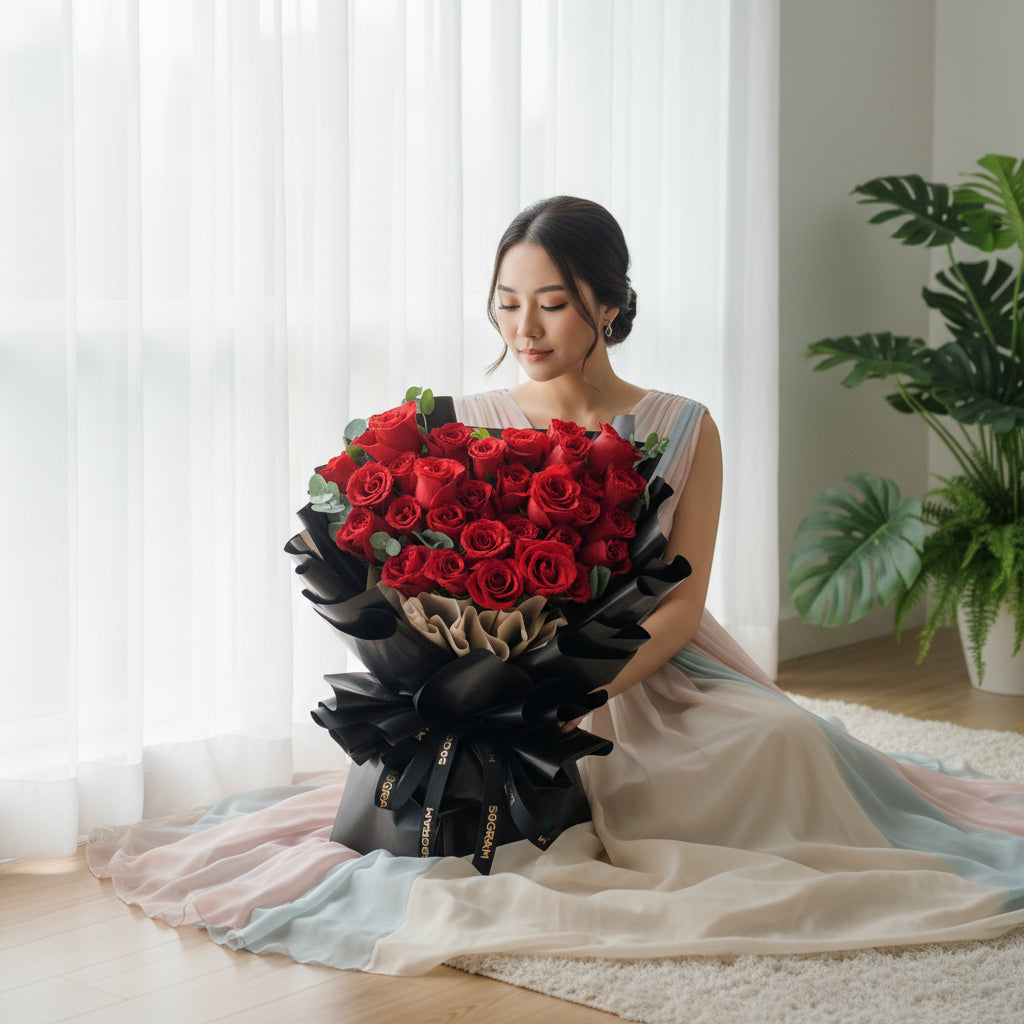 Luxuriante 33 Red Roses Hand Bouquet - 2
