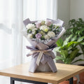 Misty Blooms Purple Roses Hand Bouquet