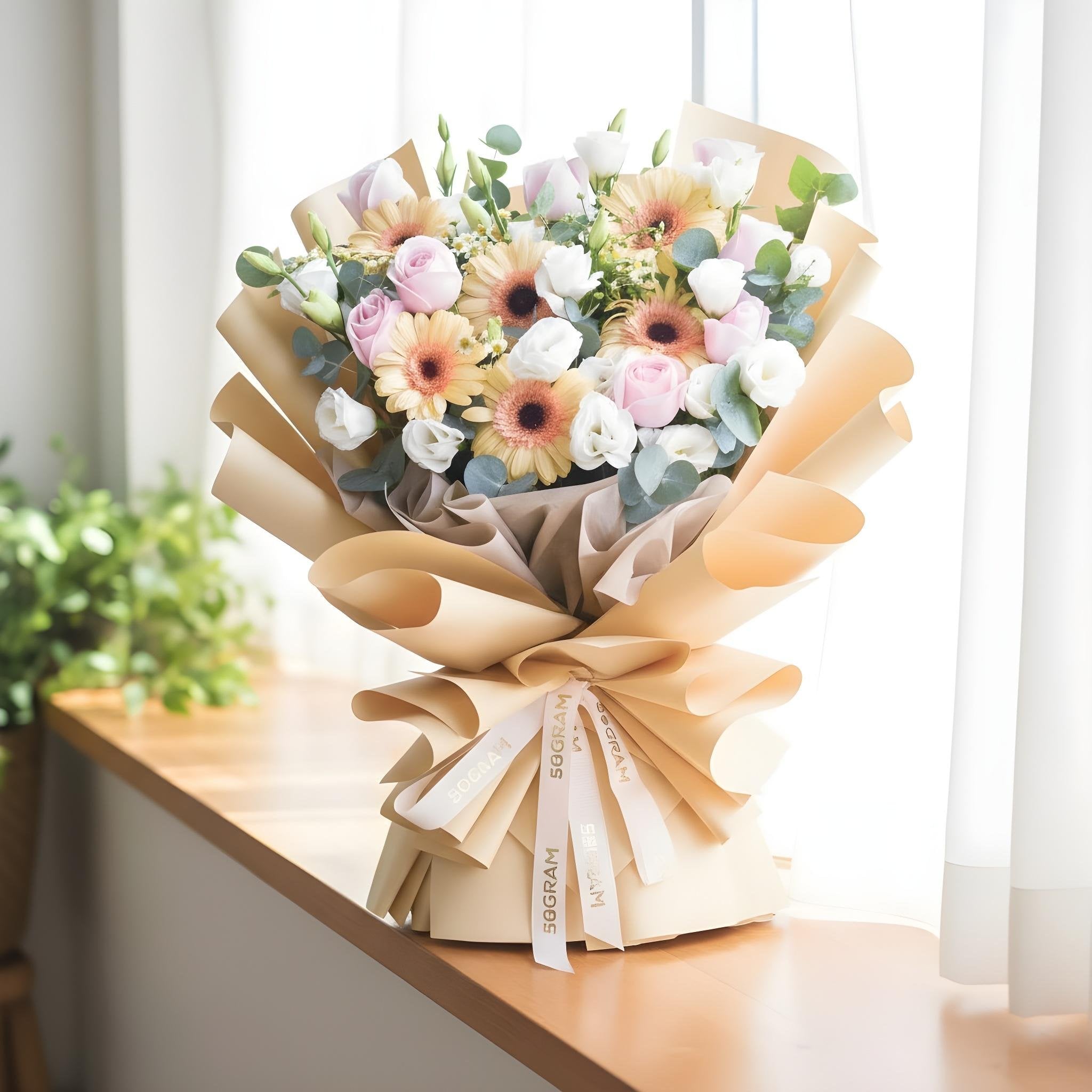 My Everything Champagne Daisy Hand Bouquet - 10