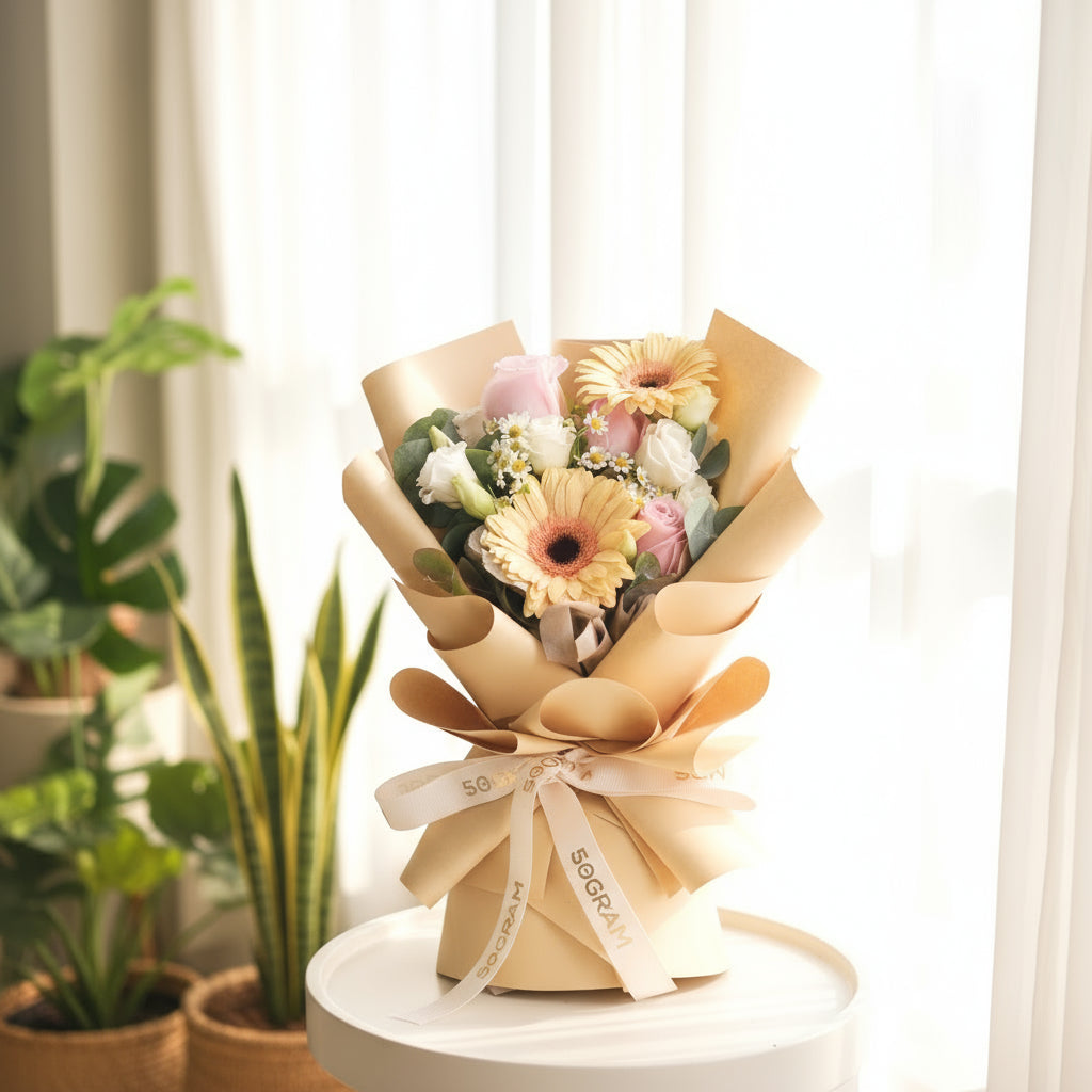 My Everything Champagne Daisy Hand Bouquet - 8