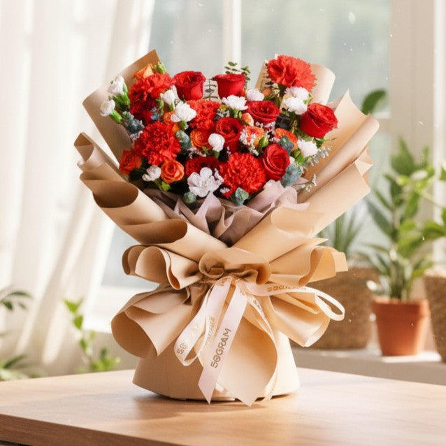 Scarlet Spice Red Rose Hand Bouquet