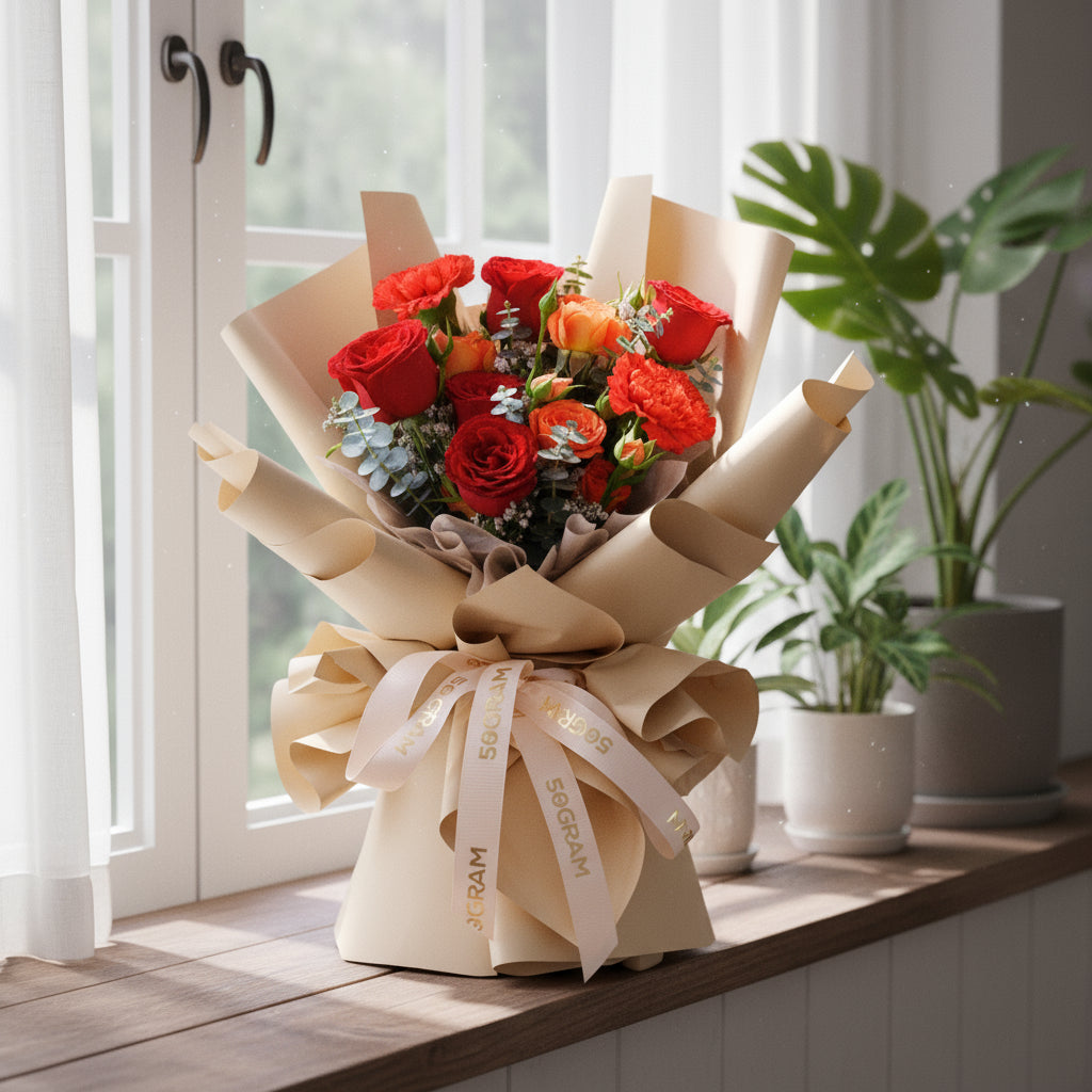 Scarlet Spice Red Rose Hand Bouquet