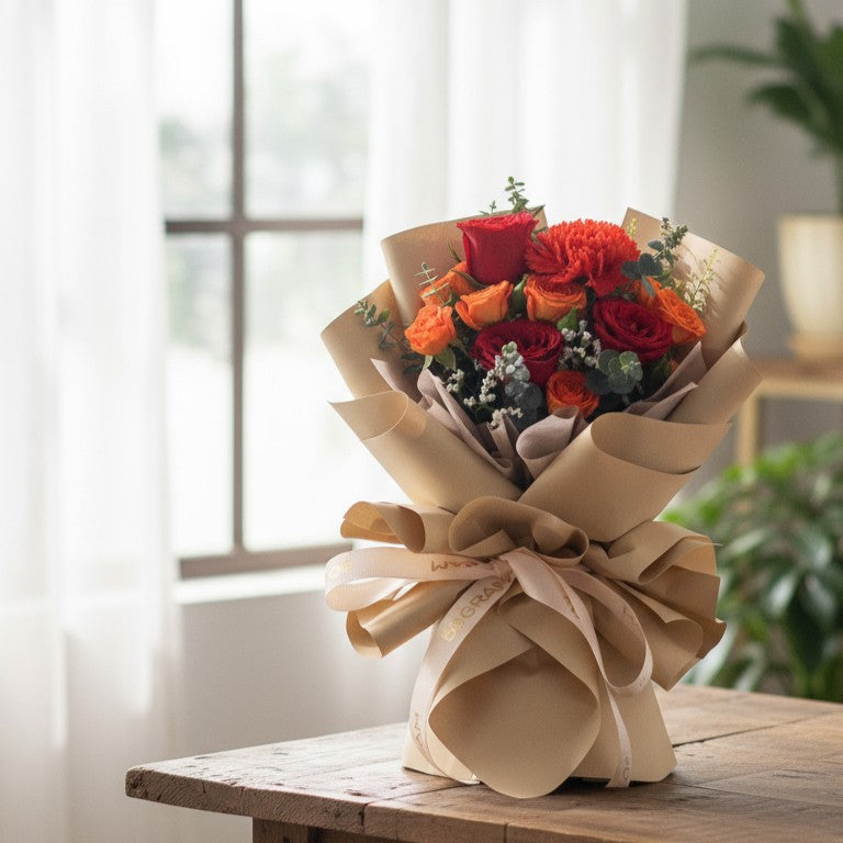 Scarlet Spice Red Rose Hand Bouquet