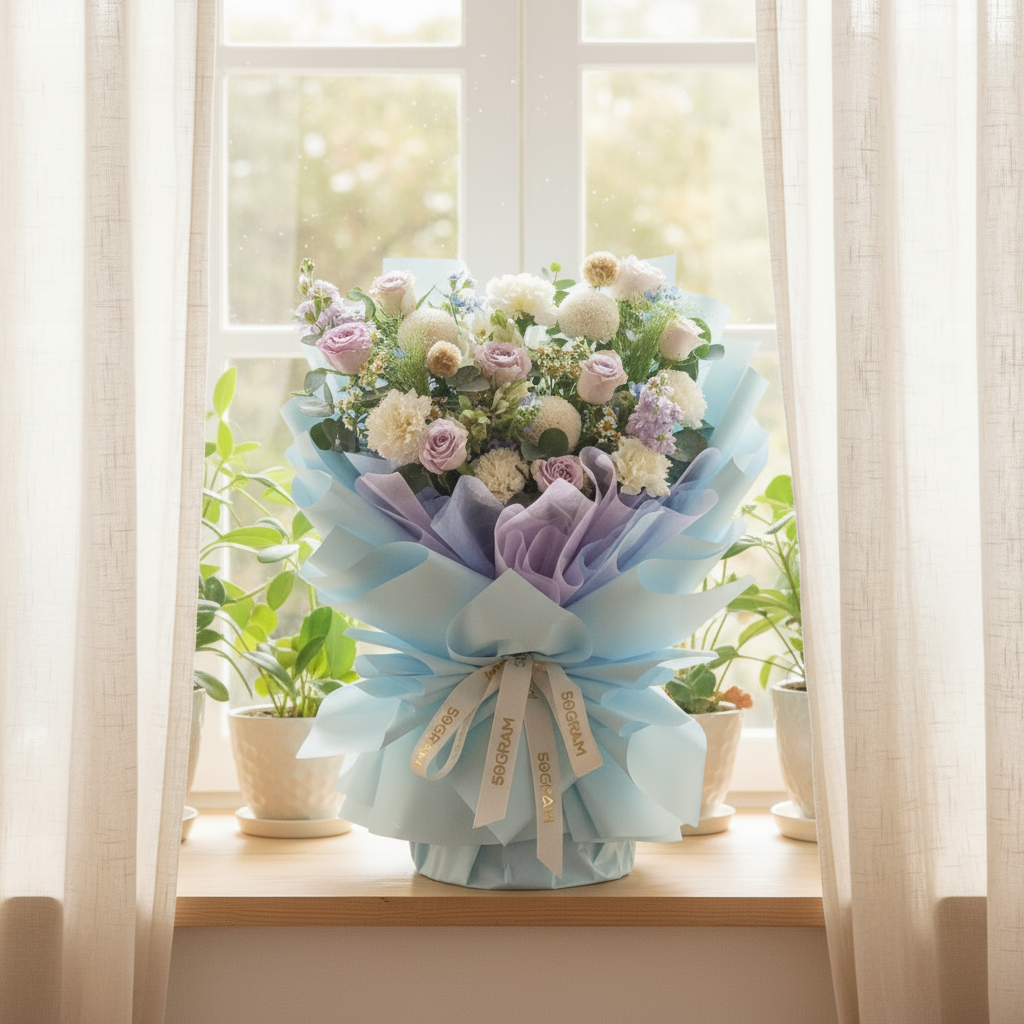 Soft Wisteria Raindance Roses Hand Bouquet