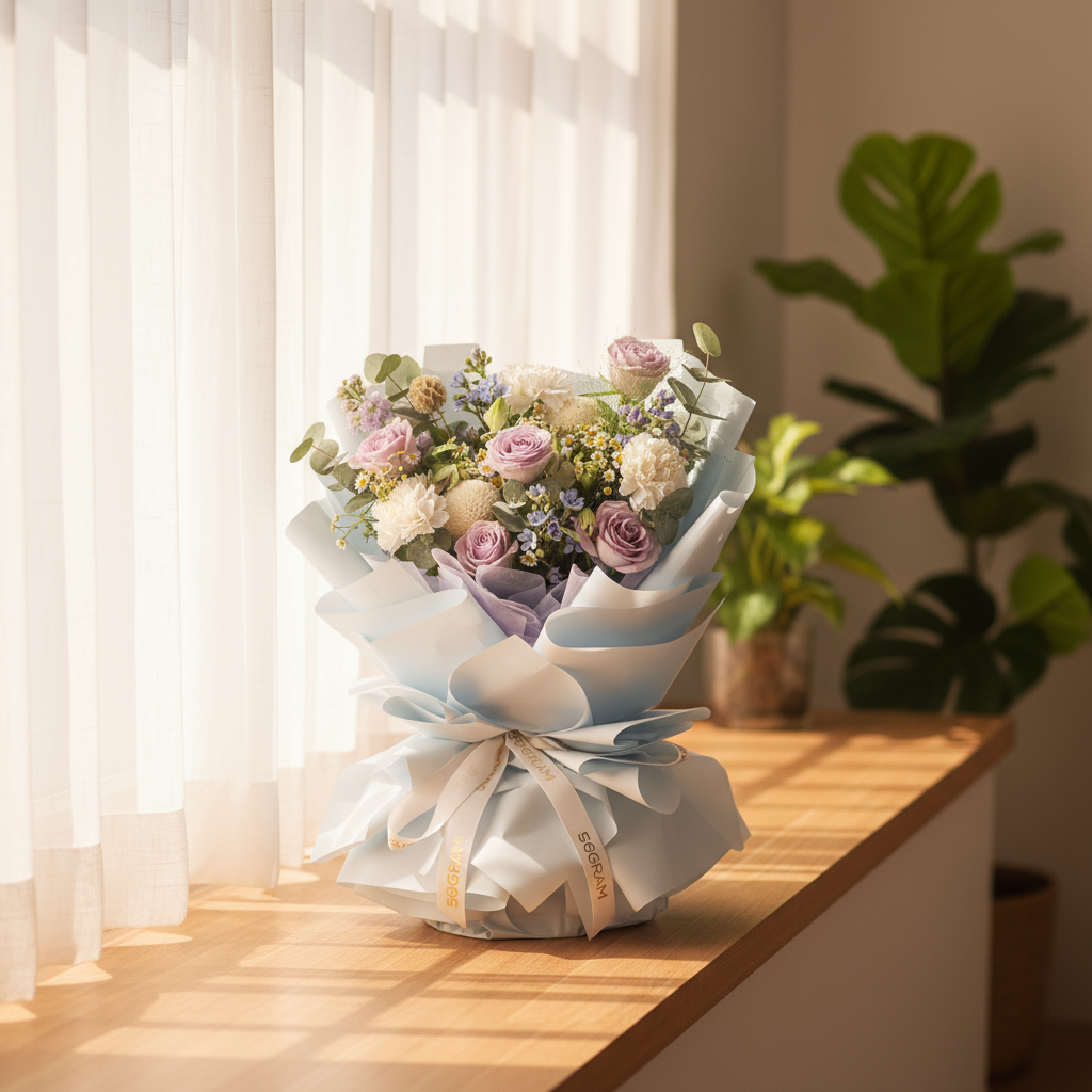 Soft Wisteria Raindance Roses Hand Bouquet