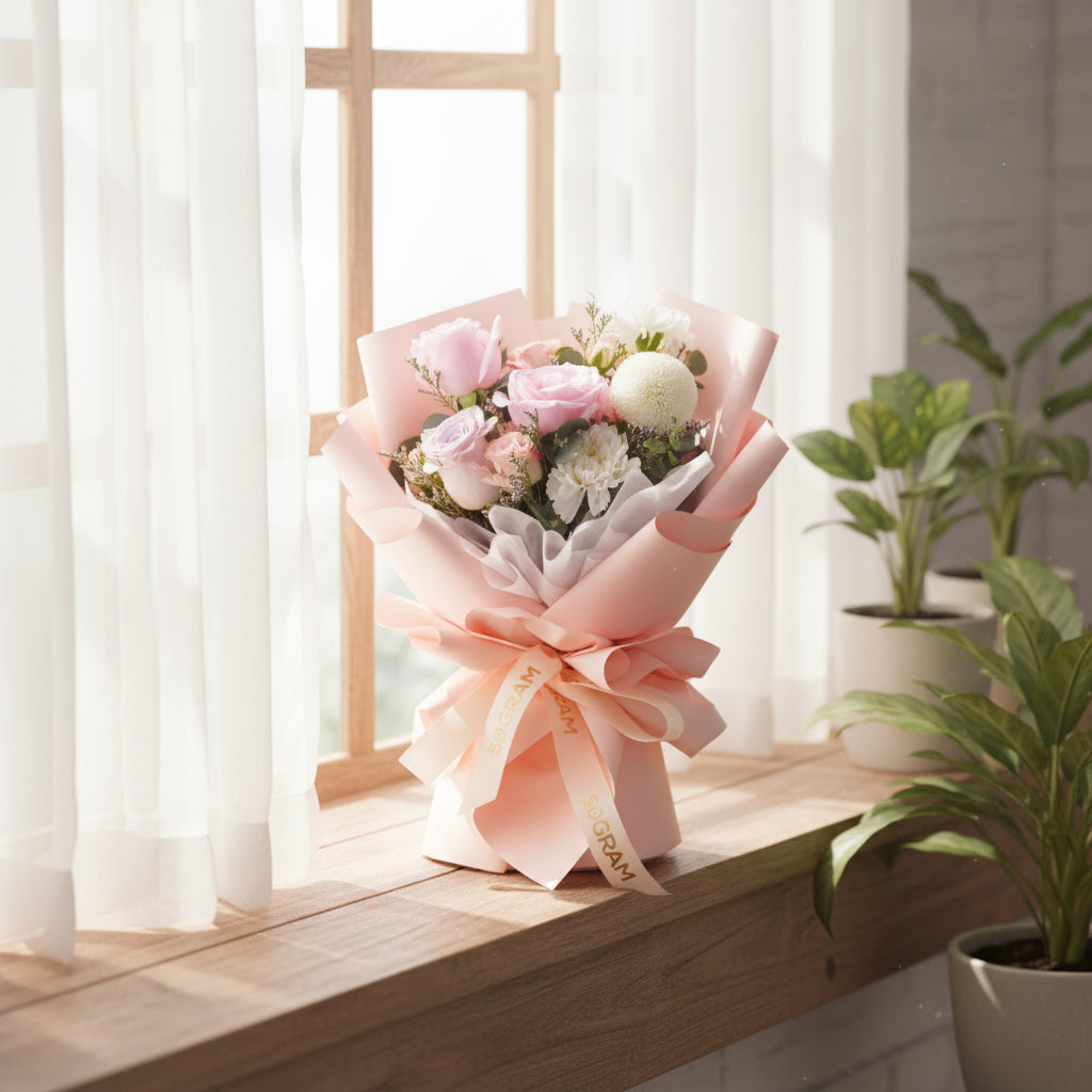 Starry Love Pink Roses Hand Bouquet