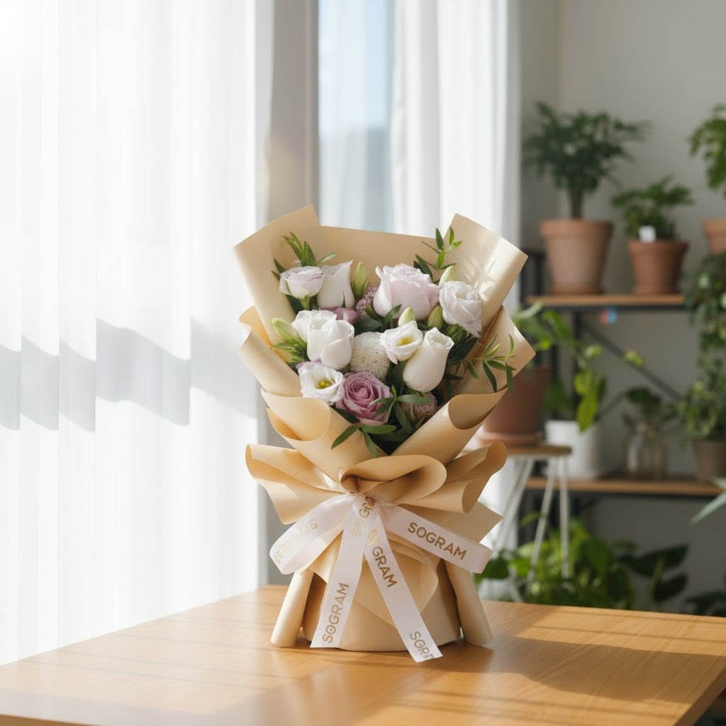 Sweet Heart Pink Roses Hand Bouquet - 6