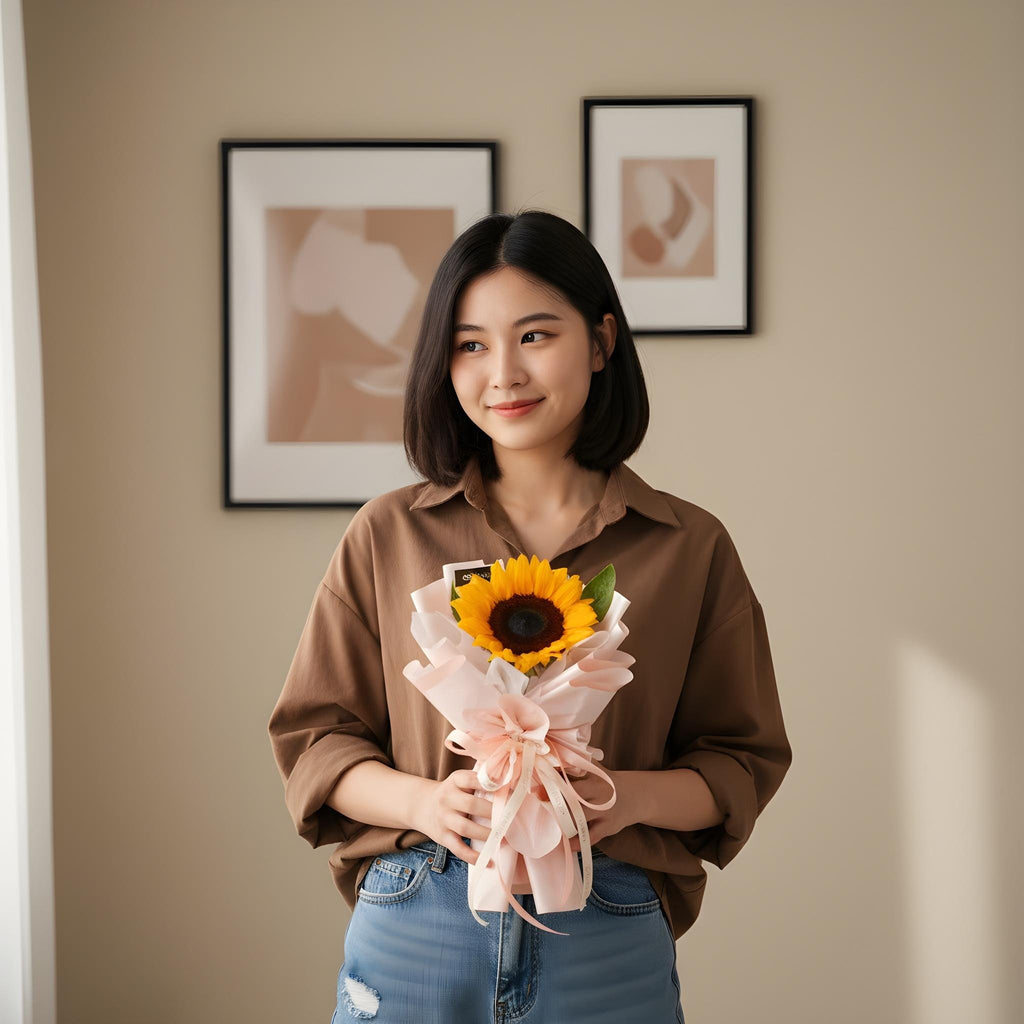 SunFlower Mini Bouquet- Single Stalk image 3