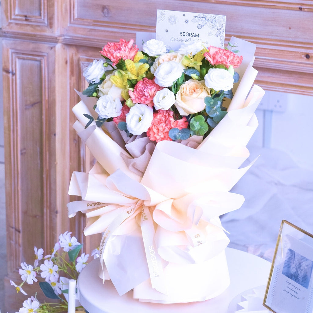 Tender Grateful Orange Carnation Hand Bouquet image 9