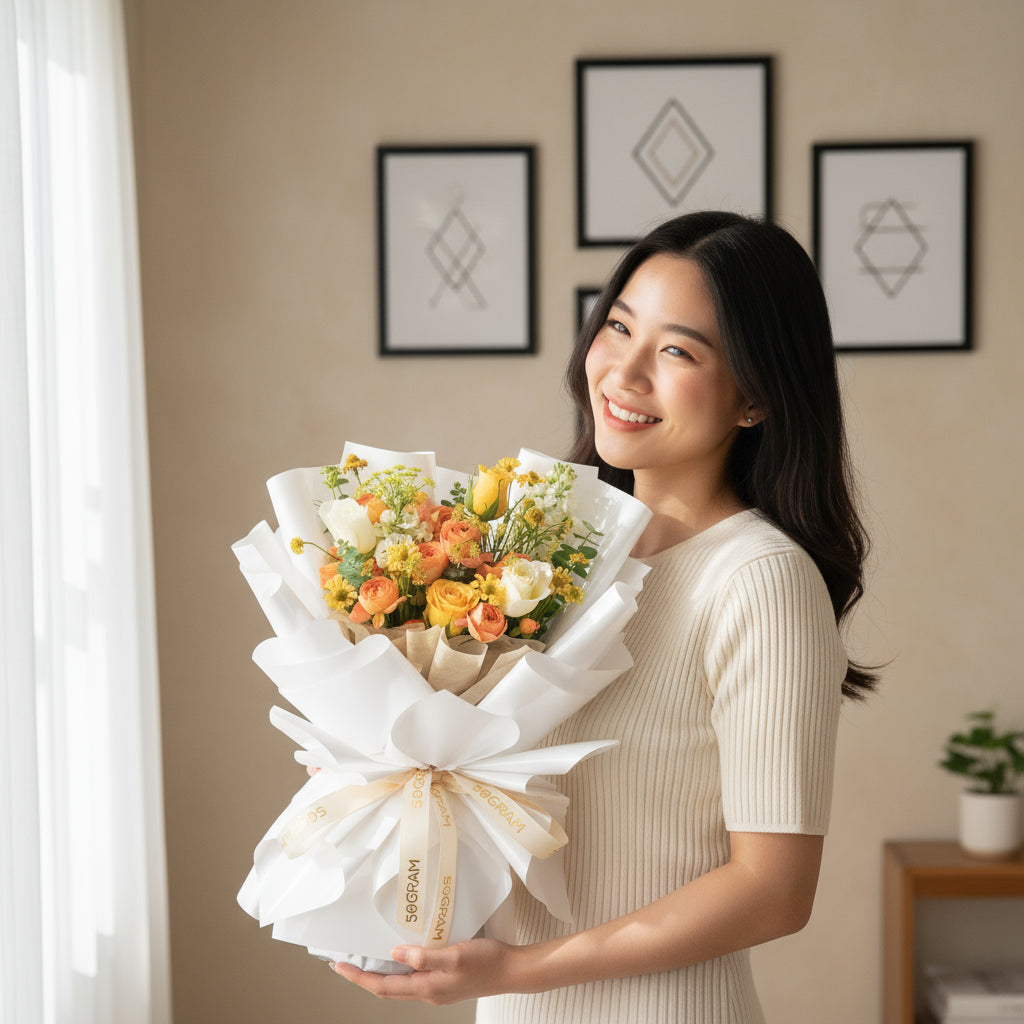 Bright Hue Yellow Roses Hand Bouquet image 1