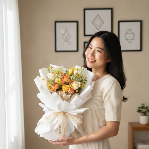 Bright Hue Yellow Roses Hand Bouquet image 1