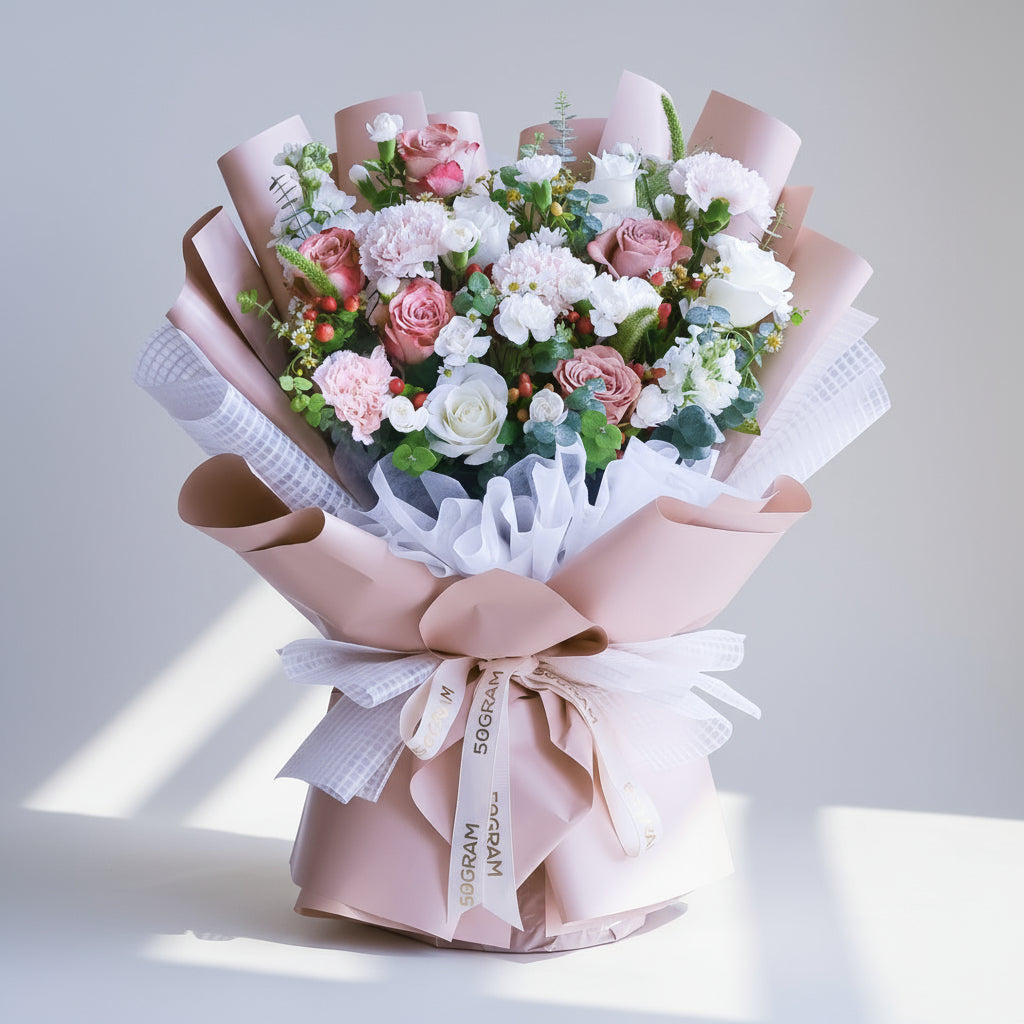 Neutral Muse Cappuccino Roses Hand Bouquet image 0