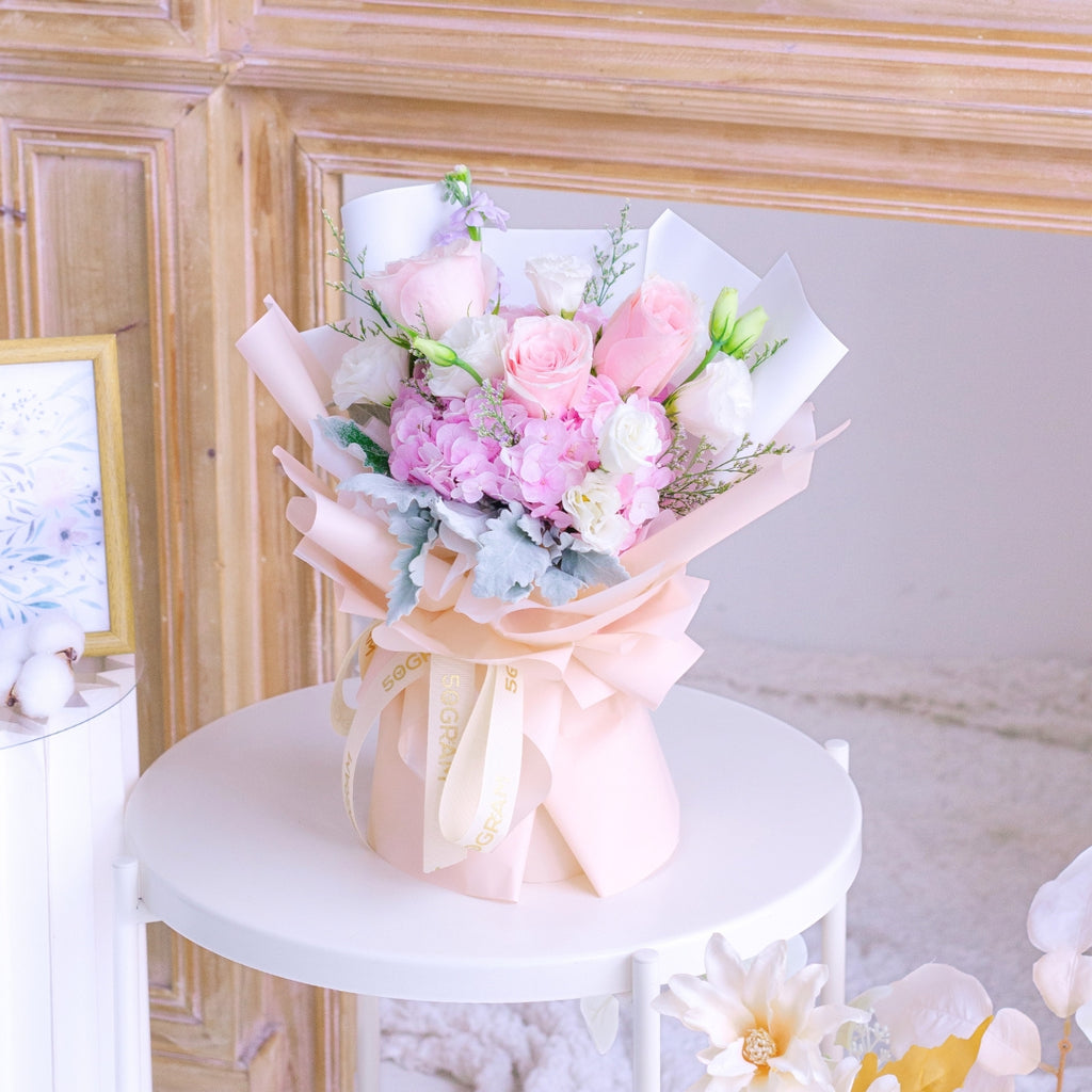 Blush Kiss Pink Hydrangea Hand Bouquet image 4