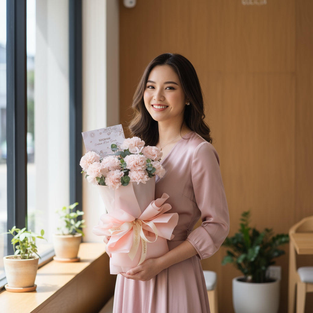Enduring Petals Pink Carnation Russian Style Bouquet image 1