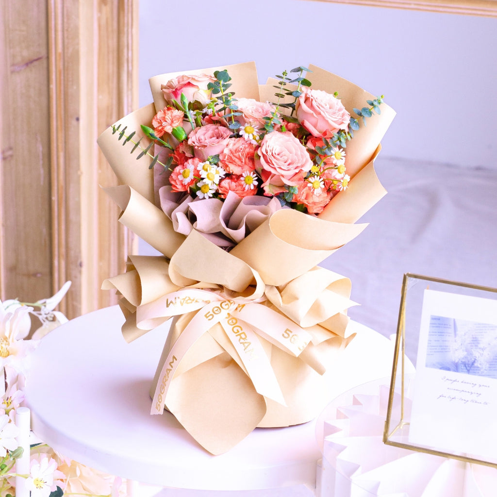 Sunrise Charm Cappuccino Rose Hand Bouquet image 6