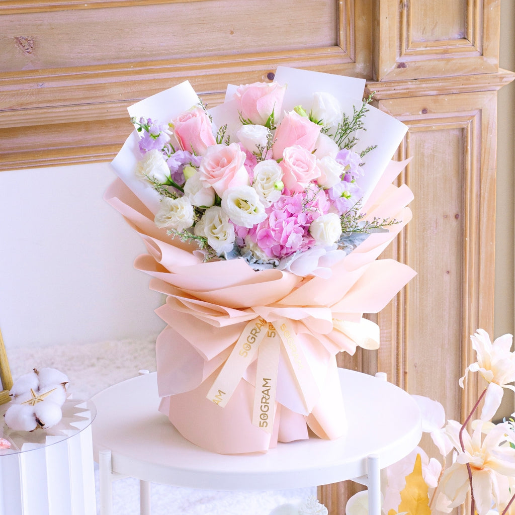Blush Kiss Pink Hydrangea Hand Bouquet image 7