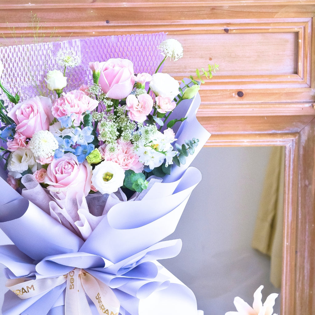 Mauve Dusk Pink Roses Hand Bouquet image 6