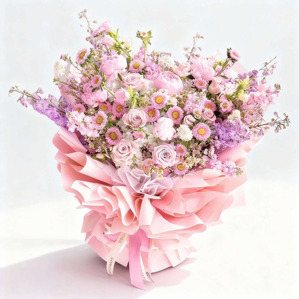 Noble Bloom Pink Roses Hand Bouquet image 0