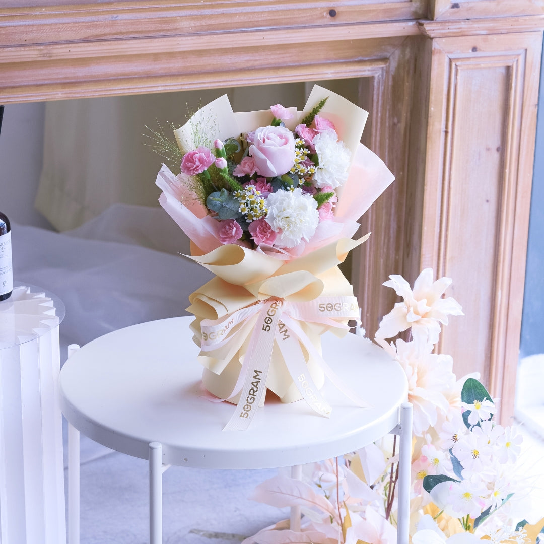 Velvet Nude Pink Roses Hand Bouquet image 5