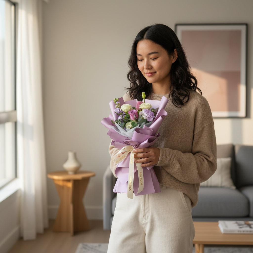 Purple Reign Women's Day Mini Hand Bouquet image 1