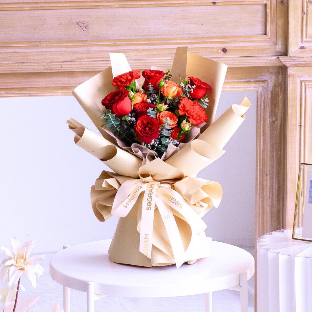 Scarlet Spice Red Rose Hand Bouquet image 8