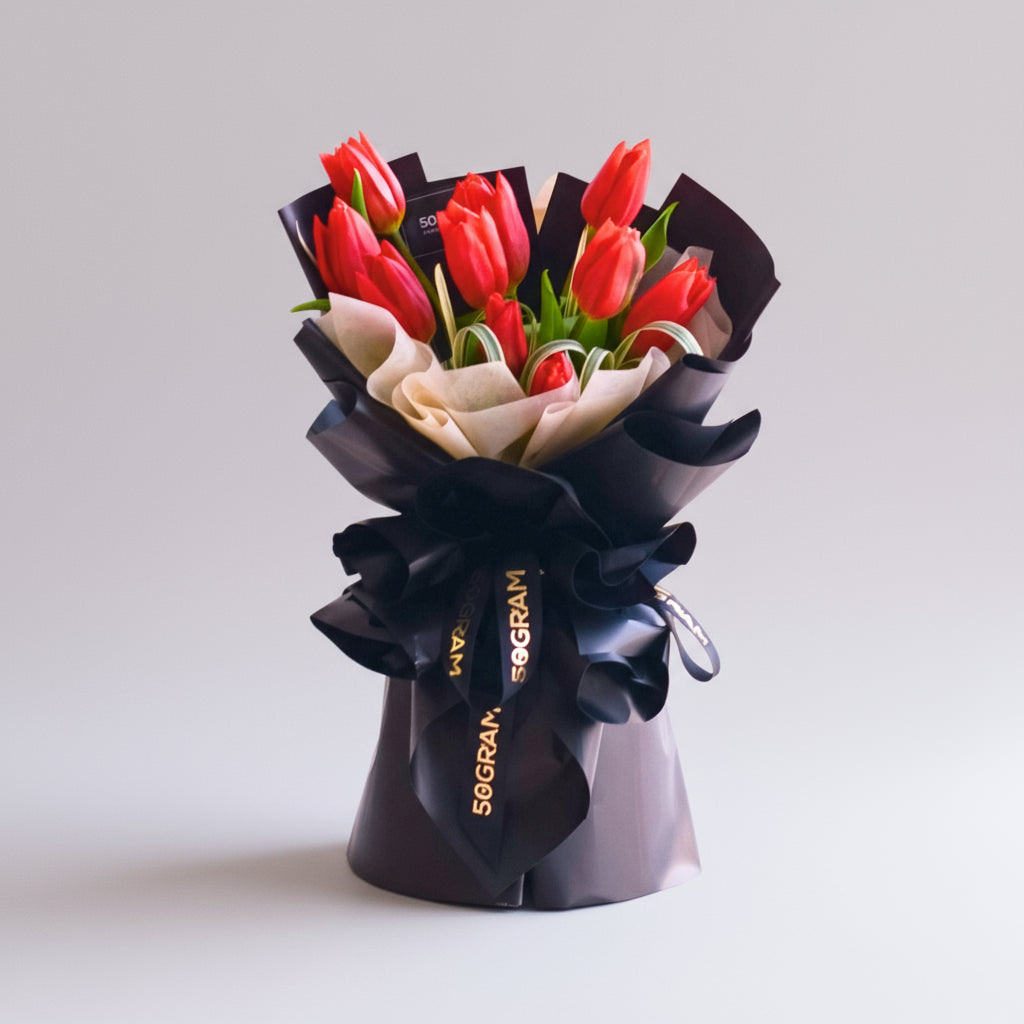 Kissed by Tulips Red Tulip Hand Bouquet image 0