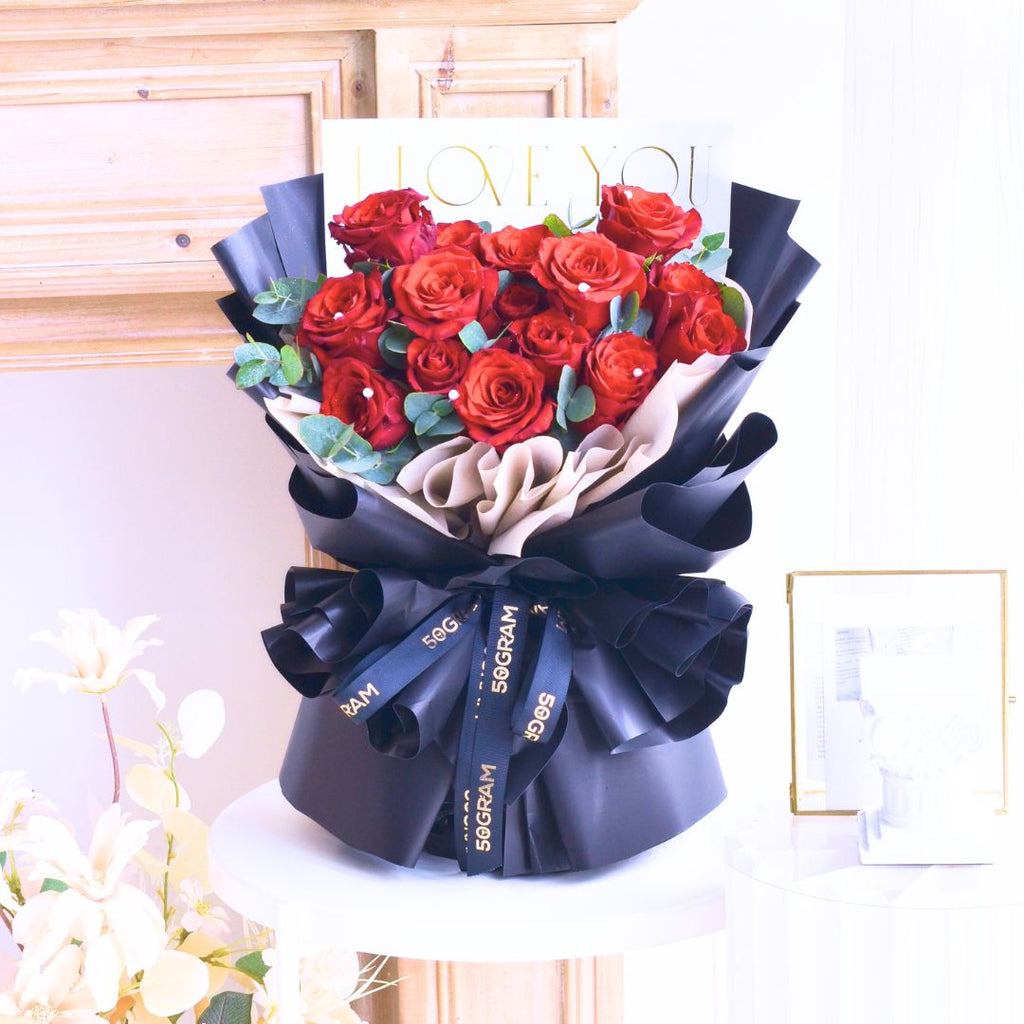 Ebony Love Red Roses Hand Bouquet image 7