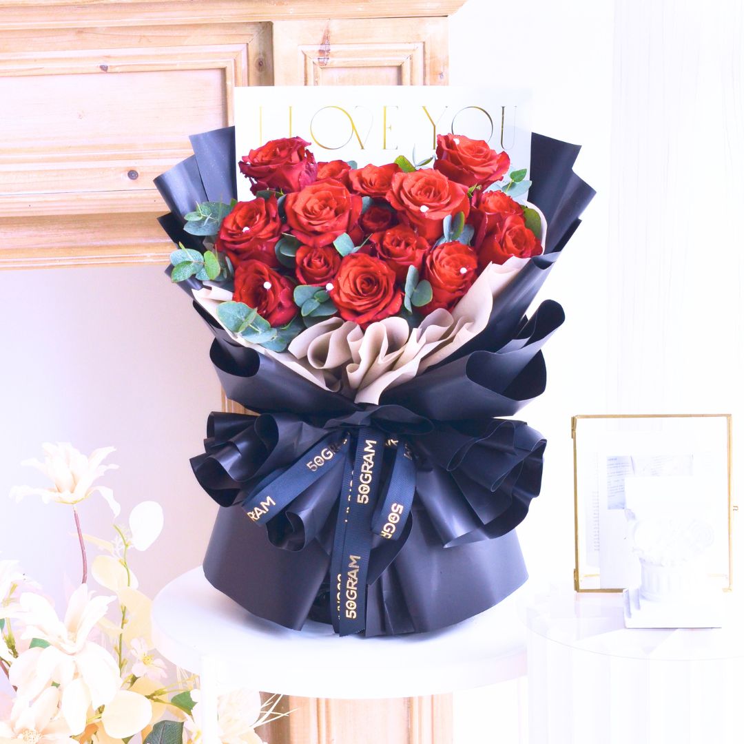 Ebony Love Red Roses Hand Bouquet image 7