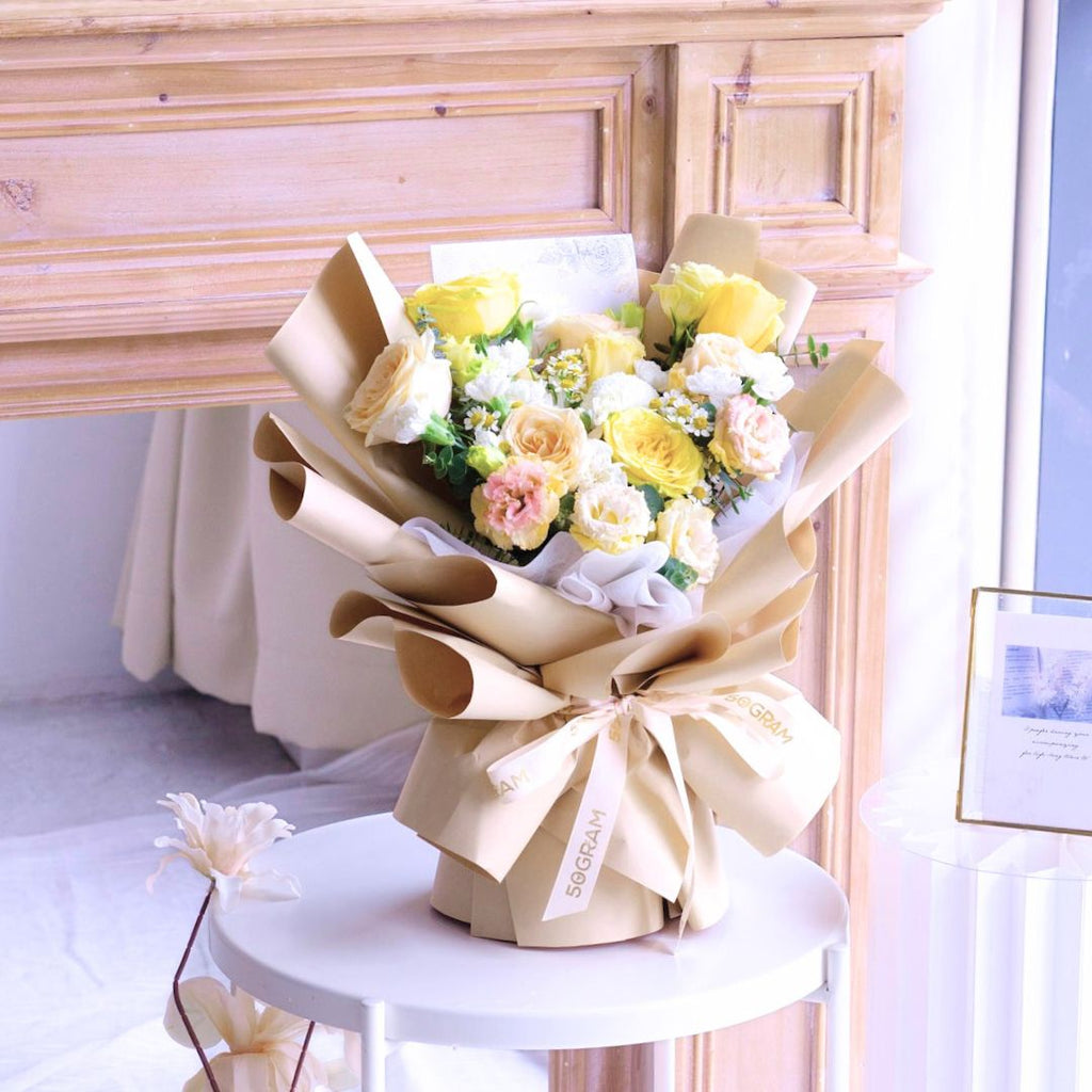 Yellow Serenade Yellow Rose Hand Bouquet image 8