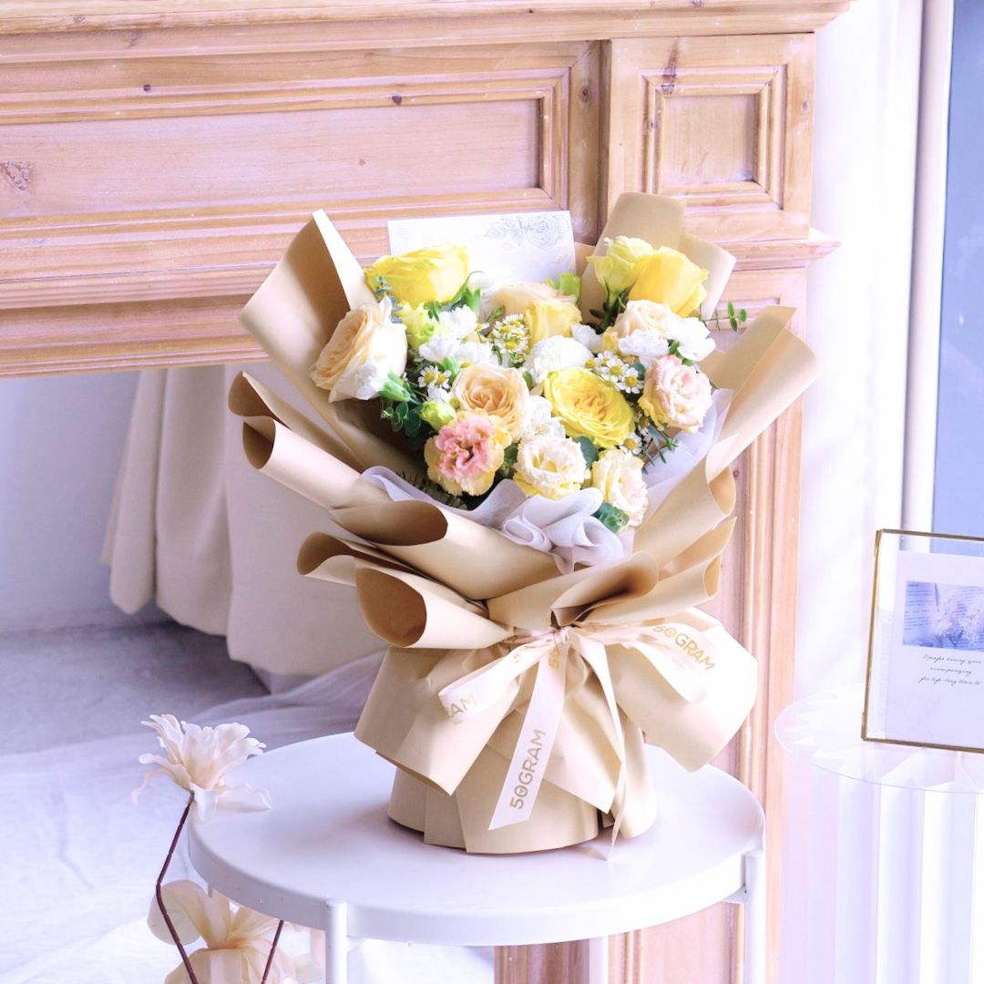 Yellow Serenade Yellow Rose Hand Bouquet image 8