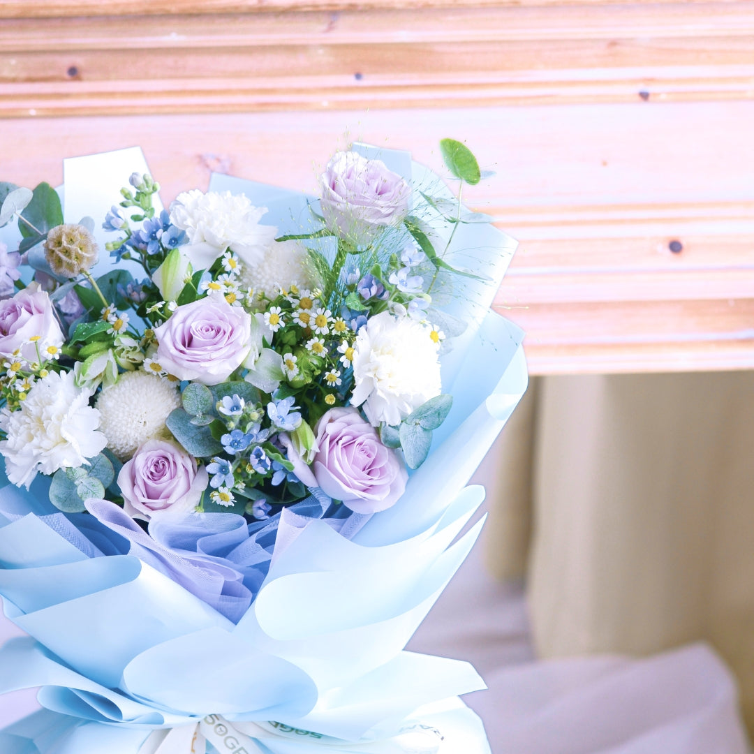 Soft Wisteria Raindance Roses Hand Bouquet image 12
