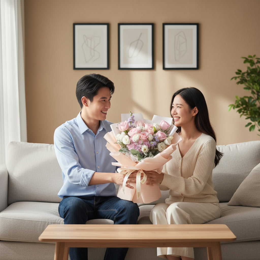 Blush Kiss Pink Hydrangea Hand Bouquet image 1