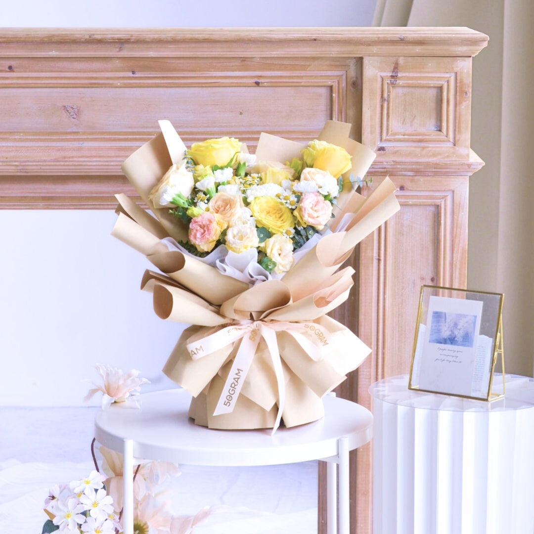 Yellow Serenade Yellow Rose Hand Bouquet image 9