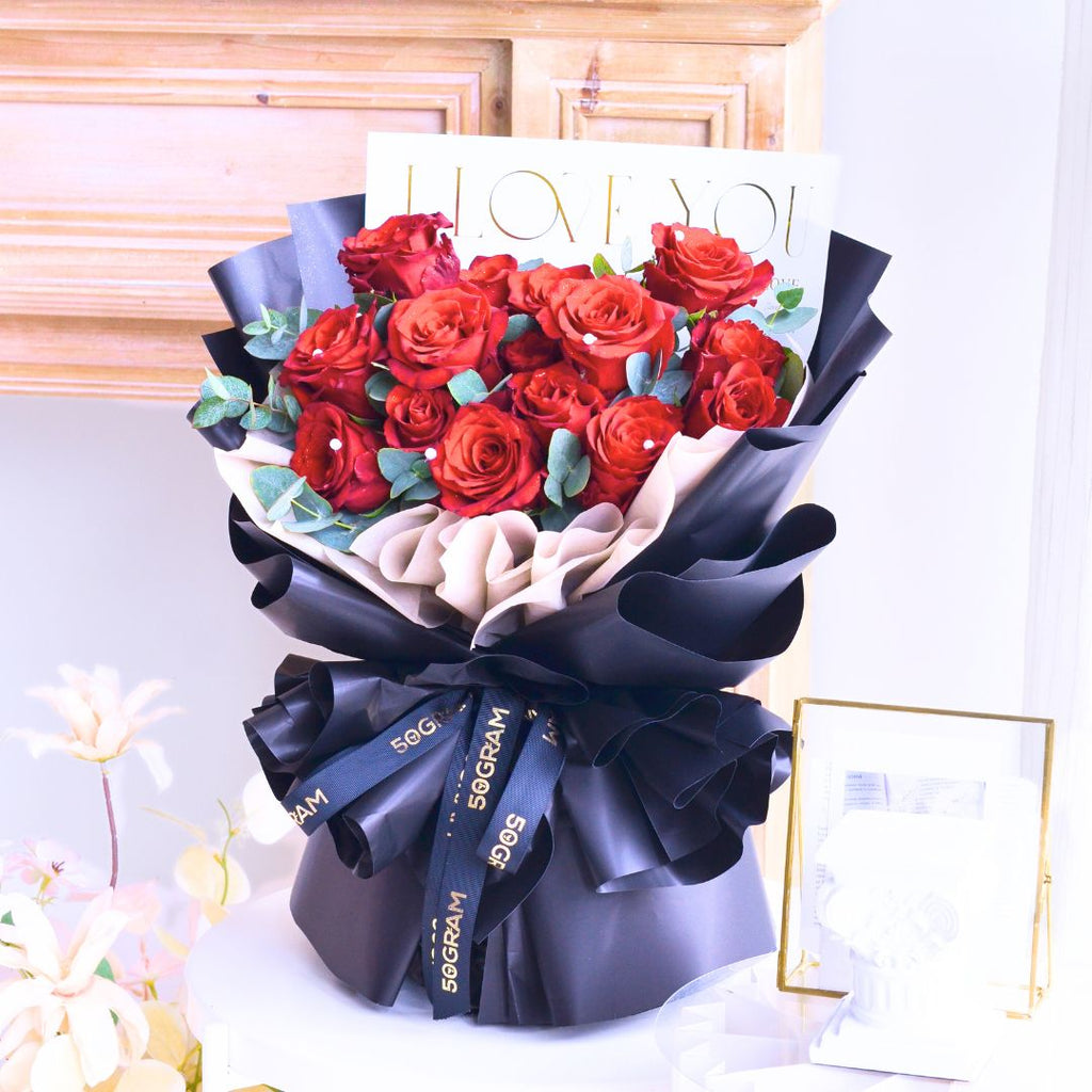 Ebony Love Red Roses Hand Bouquet image 9