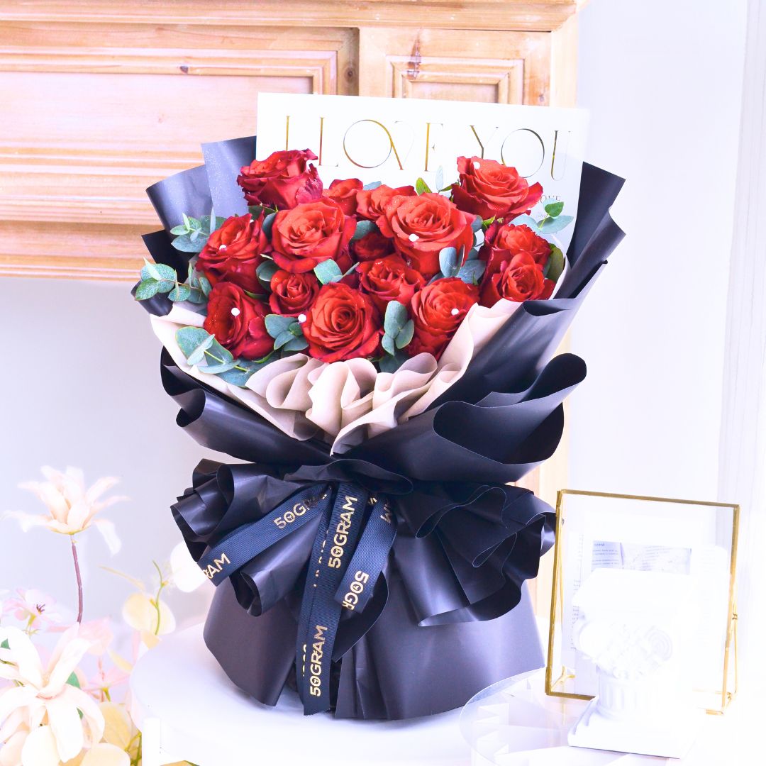 Ebony Love Red Roses Hand Bouquet image 9