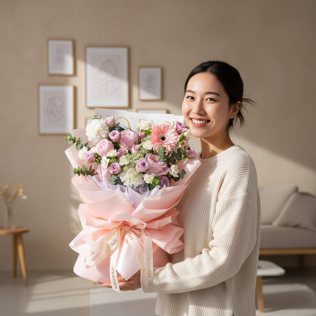 Soft Spark Qi Xi Hand Bouquet image 1