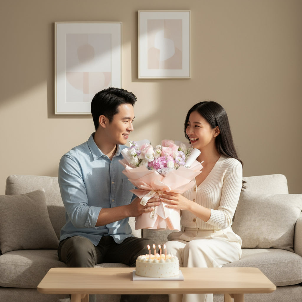Blush Kiss Pink Hydrangea Hand Bouquet image 2