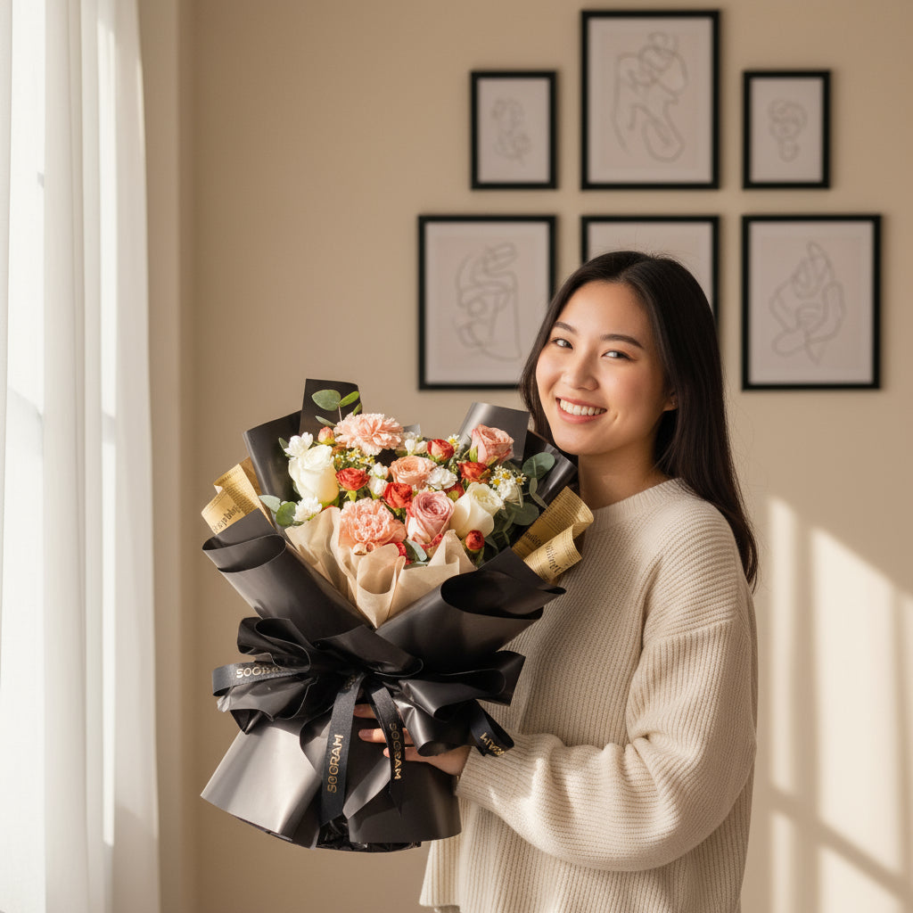 Russet Blooms Cappuccino Roses Hand Bouquet image 2