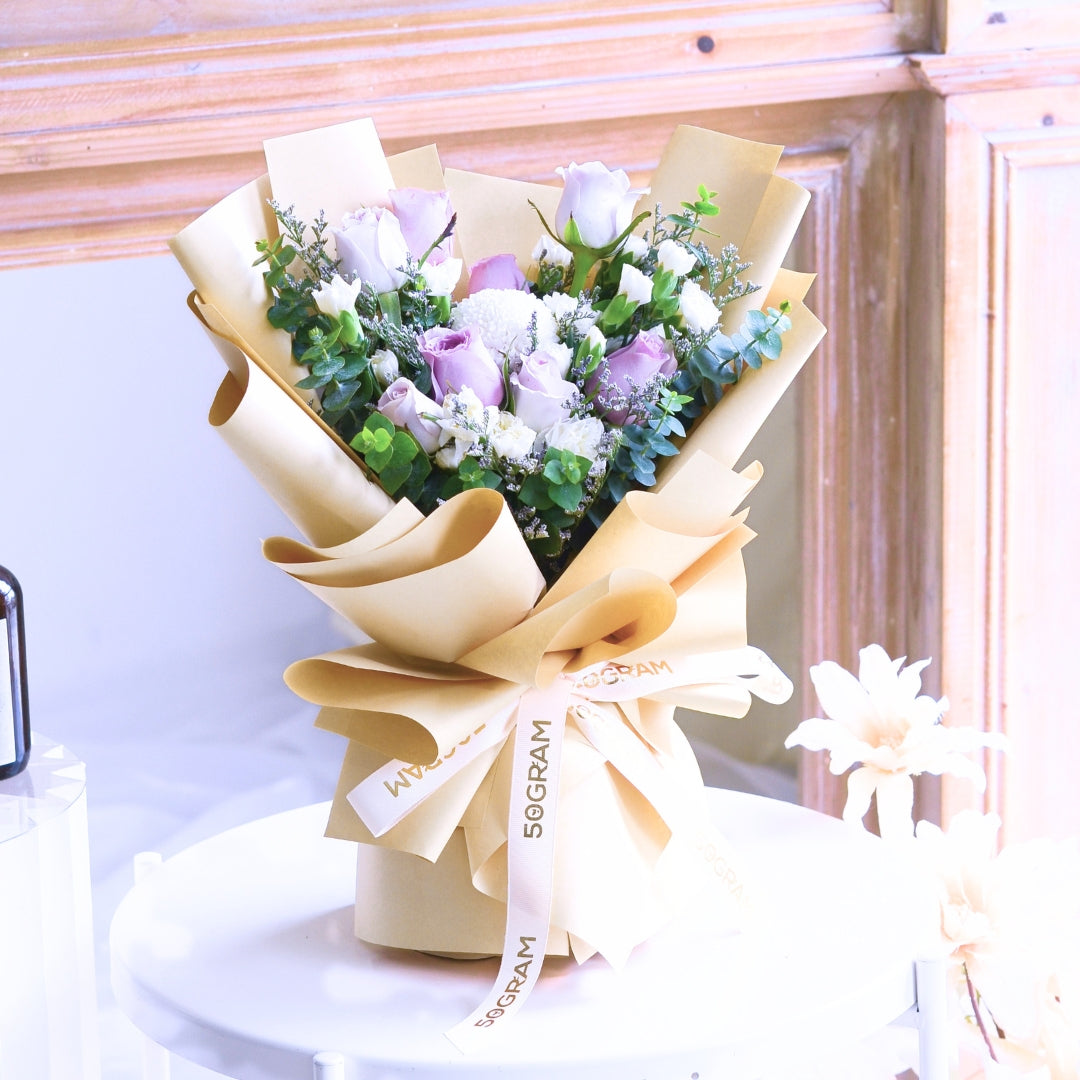 Blush Purple Roses Hand Bouquet image 8