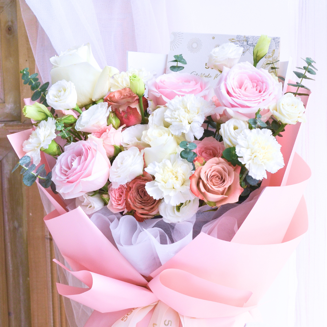 Love Bonds Pink Roses Hand Bouquet image 10