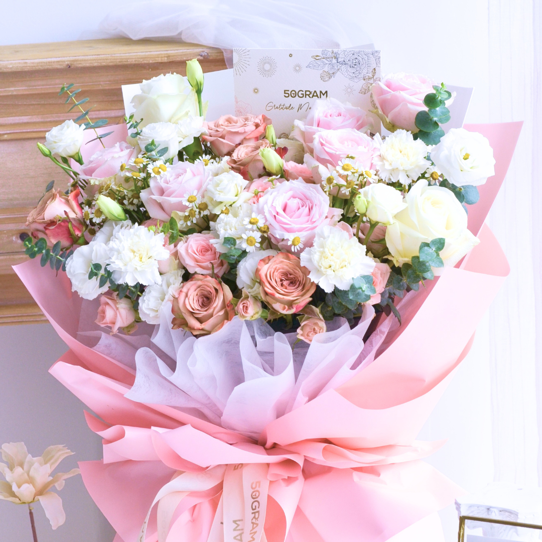 Love Bonds Pink Roses Hand Bouquet image 5