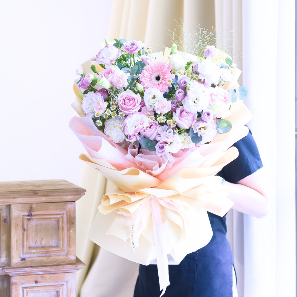 Velvet Nude Pink Roses Hand Bouquet image 17