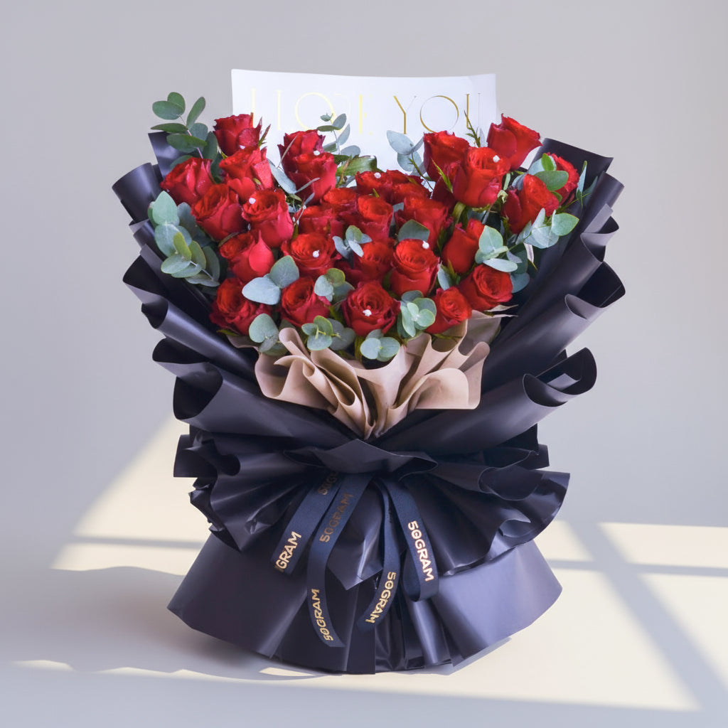 Ebony Love Red Roses Hand Bouquet image 0