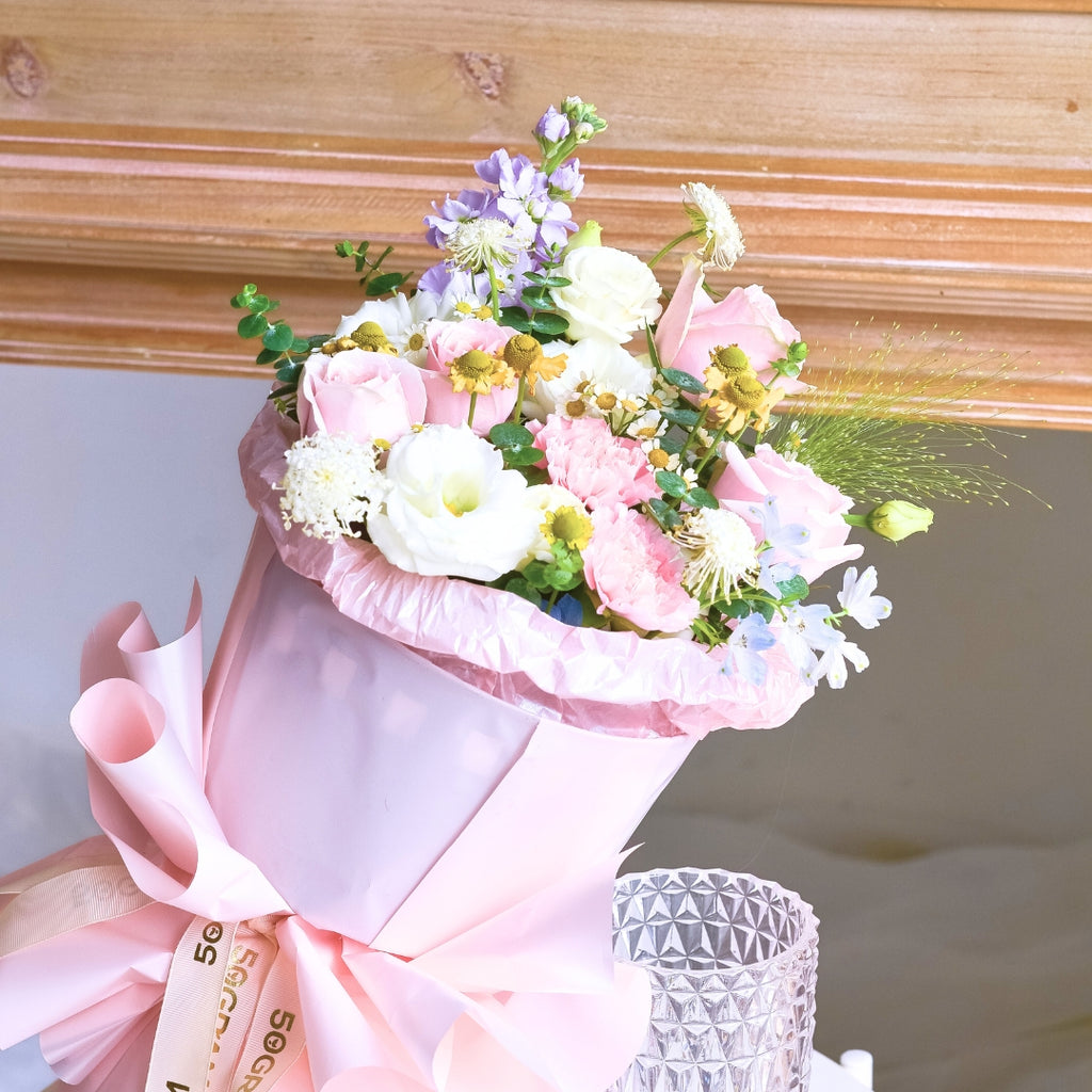 Ivory Tatiana Pink Roses Russian Style Bouquet image 3