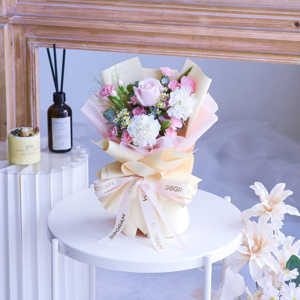 Velvet Nude Pink Roses Hand Bouquet image 6