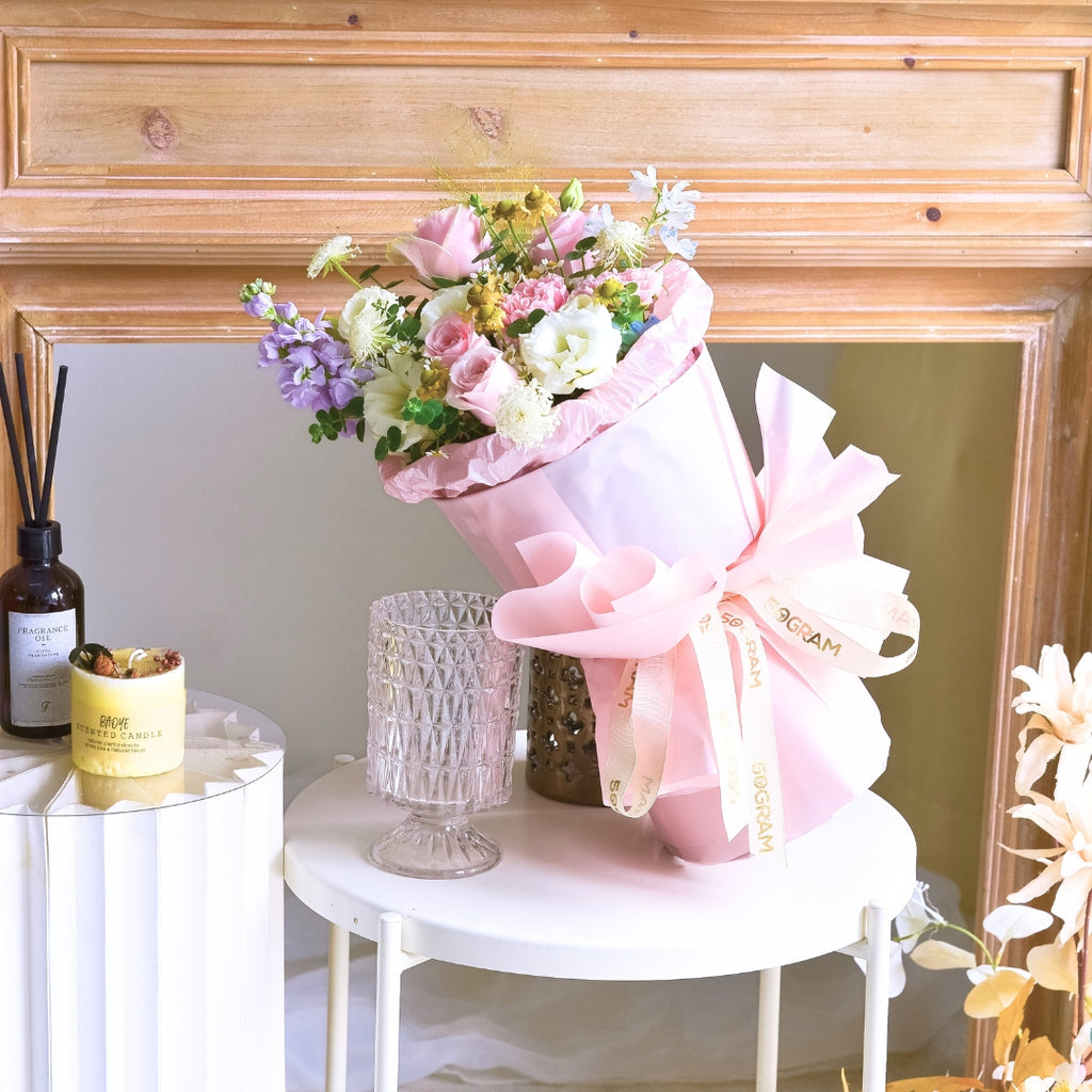 Ivory Tatiana Pink Roses Russian Style Bouquet image 2