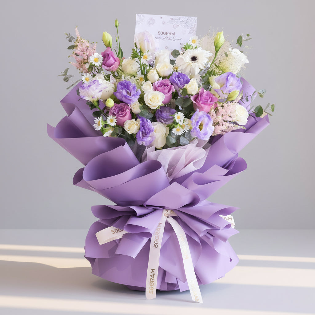 Lilac Mist Purple White Rose Hand Bouquet image 0