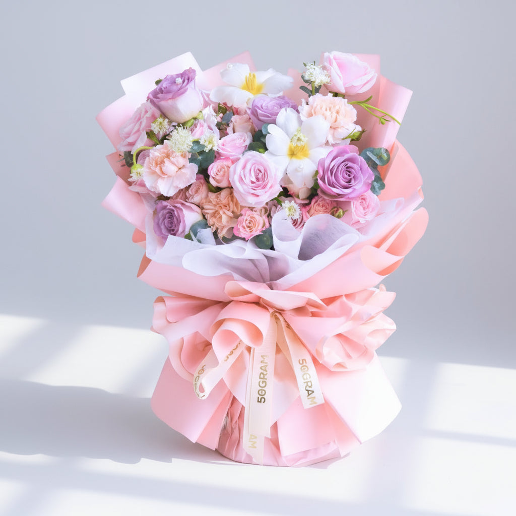 Violet Charm Posy Pink Purple Roses Hand Bouquet image 0