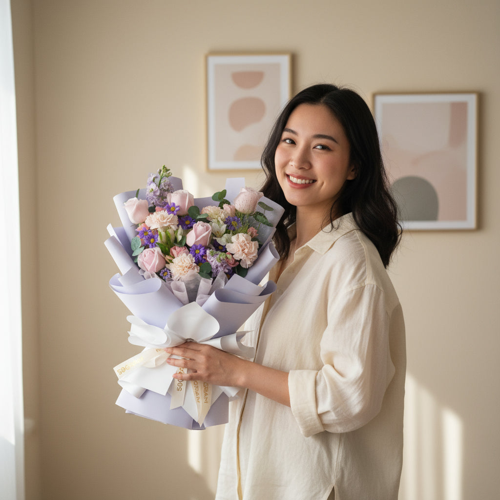 Duska Bloom Pink Roses Hand Bouquet image 2