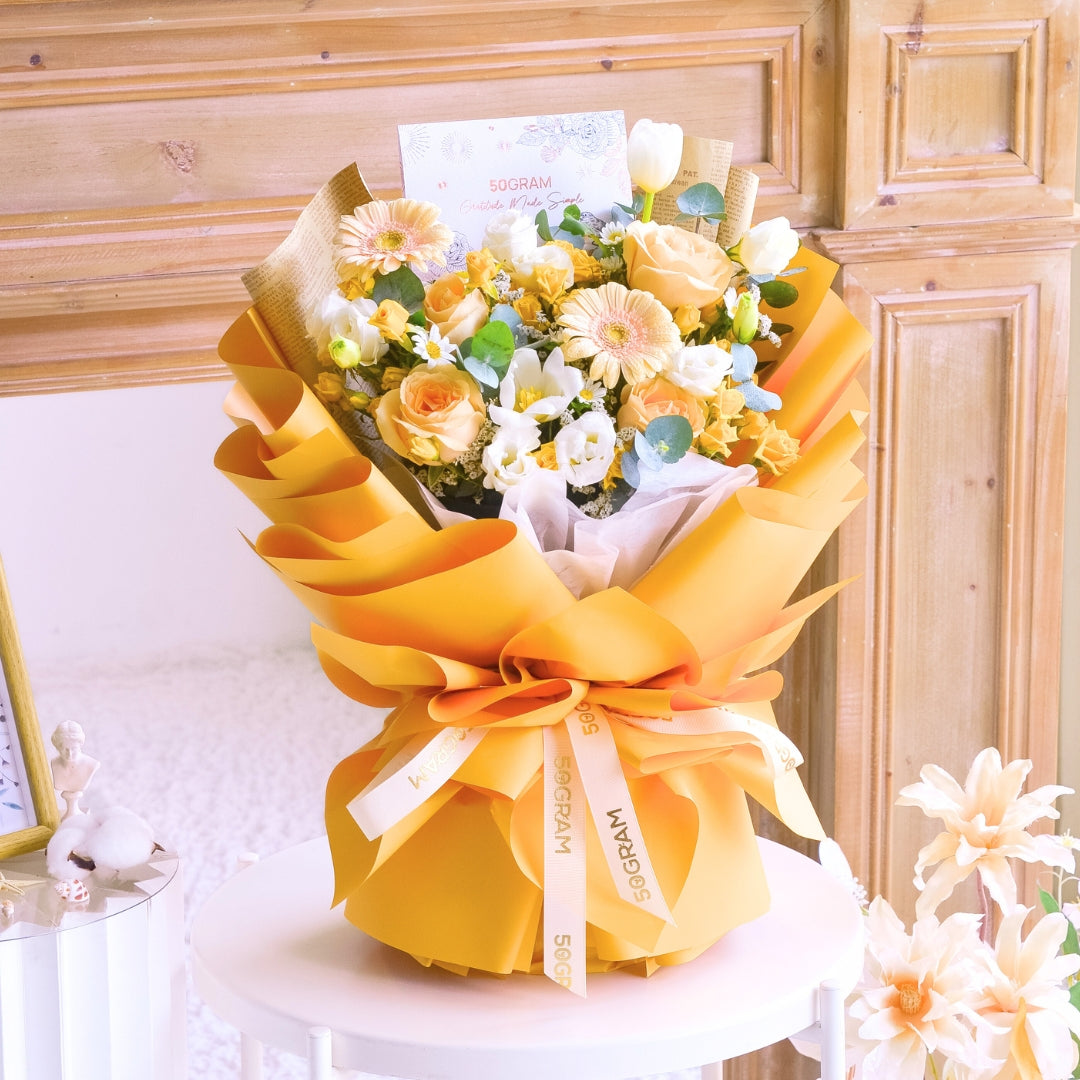 Sunset Symphony Champagne Roses Hand Bouquet image 8